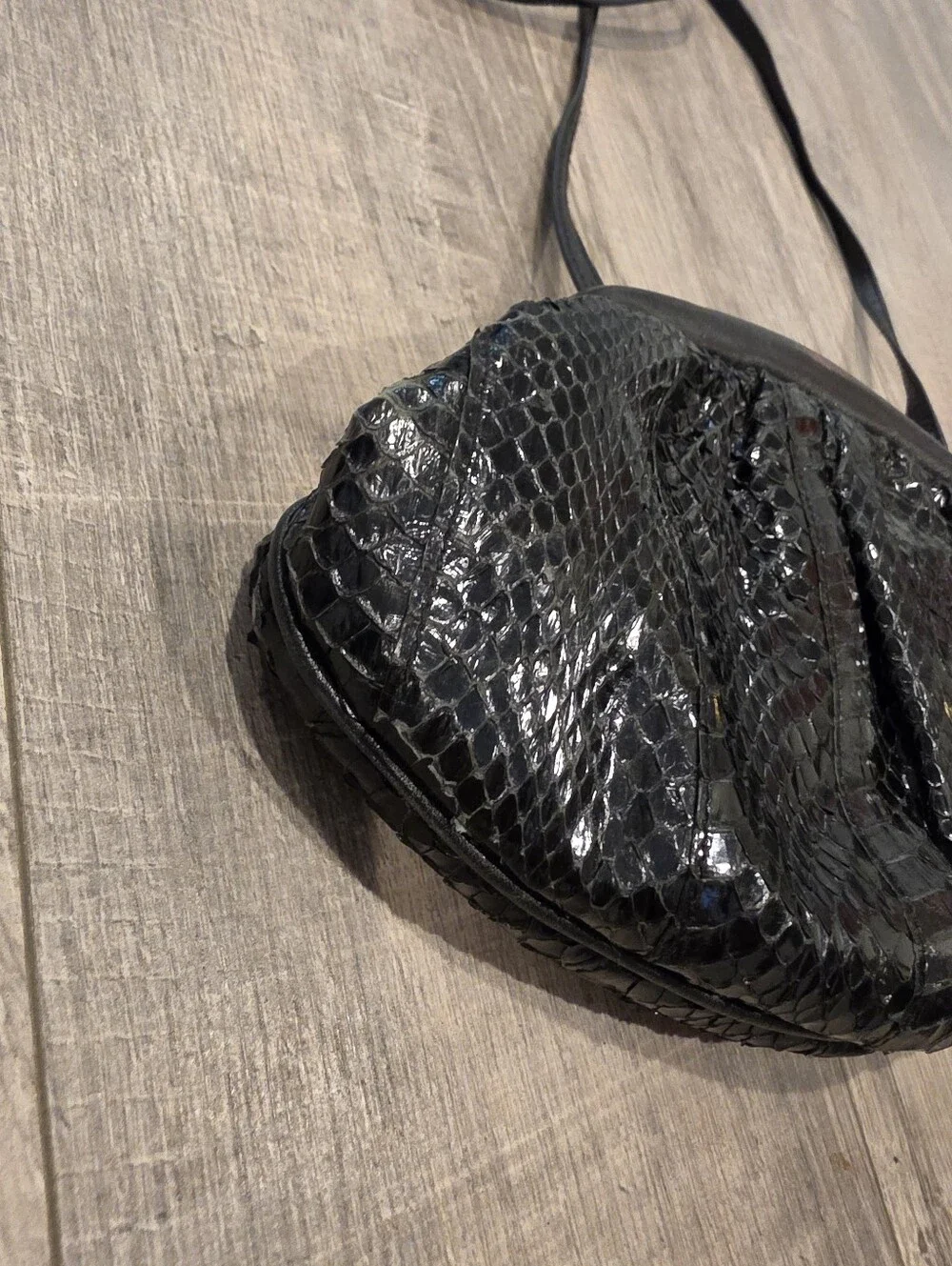 Vintage Pierre Cardin Black Snakeskin Shoulder Hobo Clutch Bag Y2K